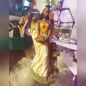 Vintage African American Angel With Child And Fruit Basket